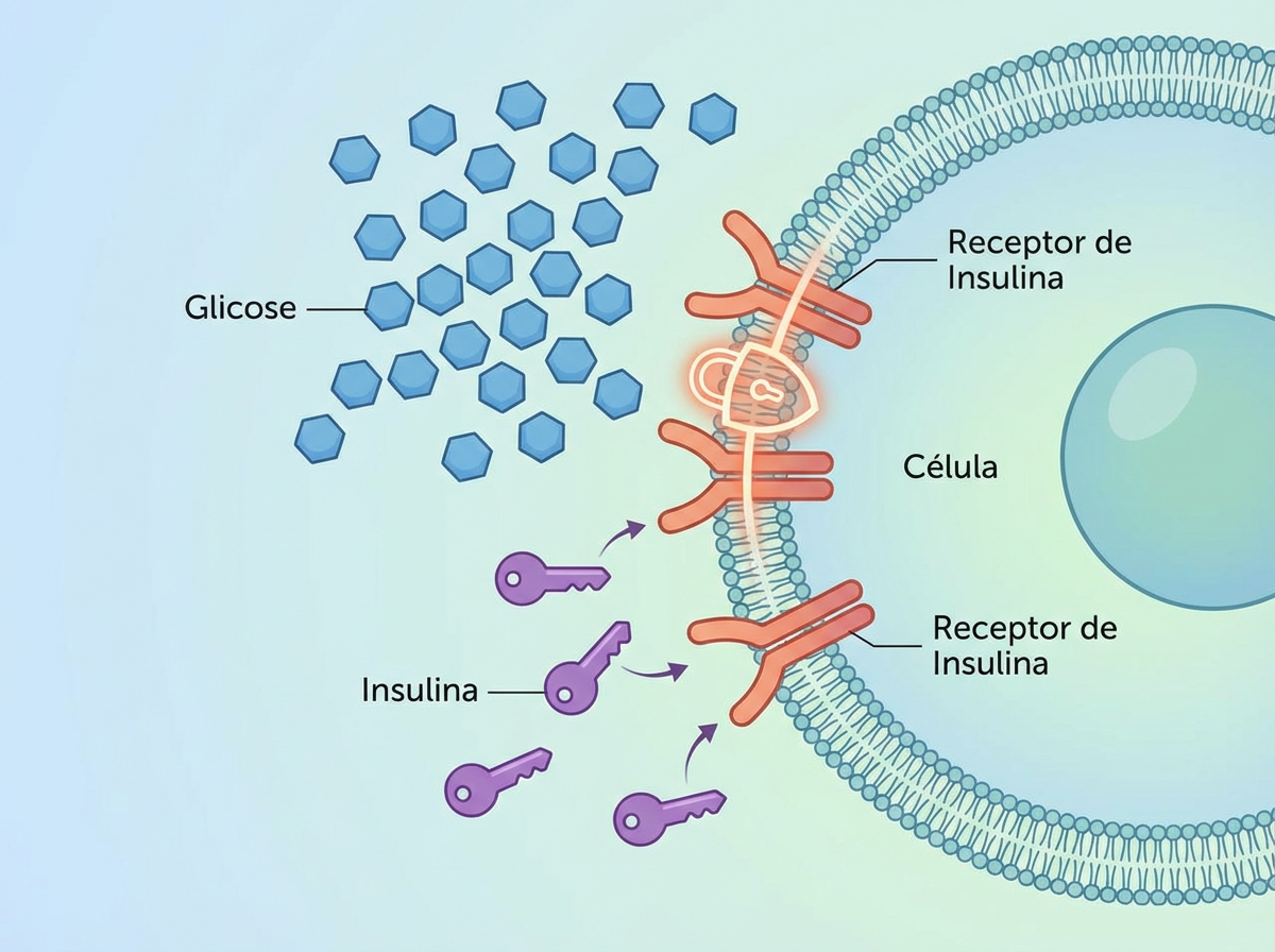 Mecanismo da resistência à insulina - glicose acumulando fora da célula