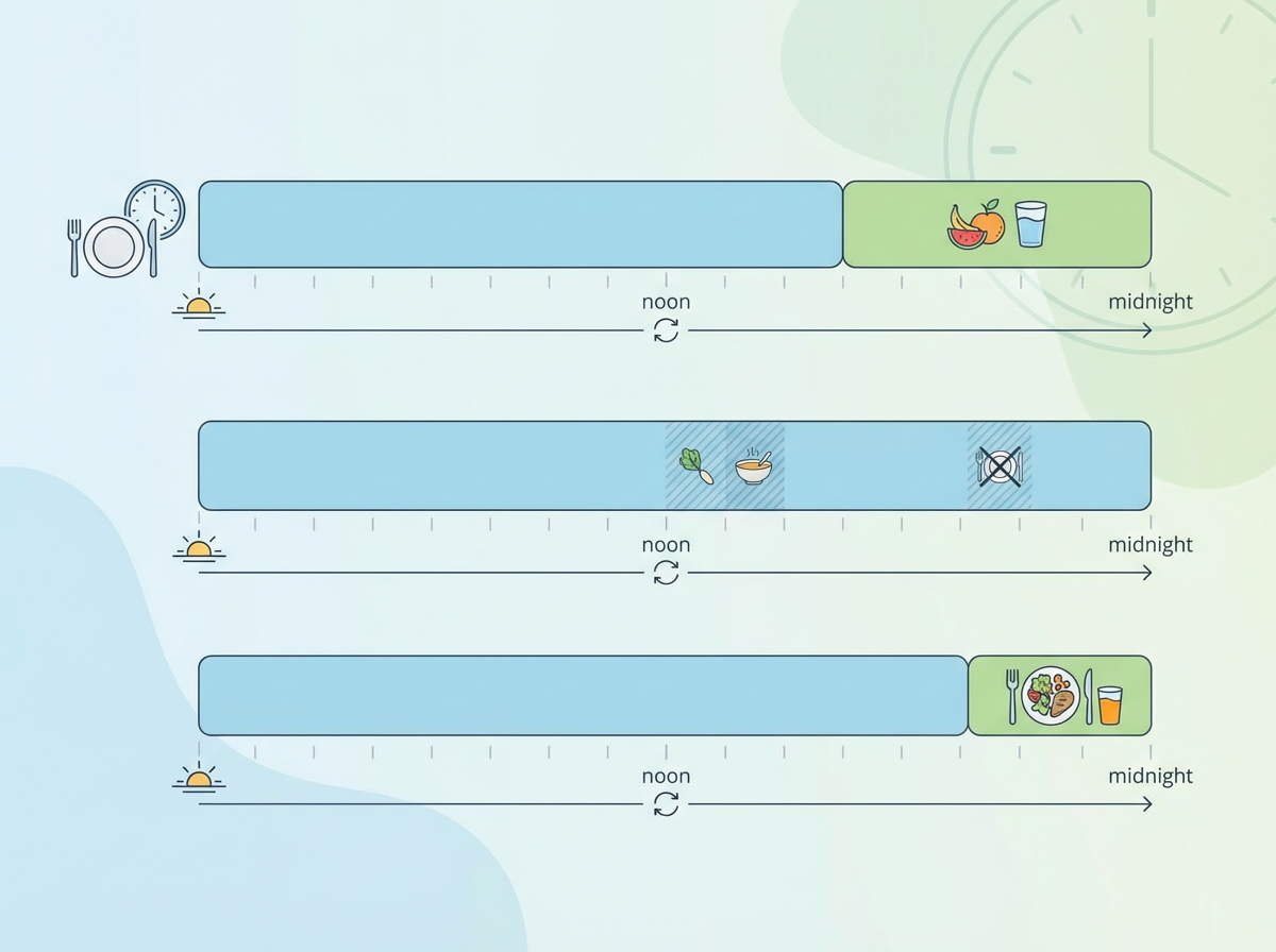 Diagrama comparativo dos protocolos de jejum intermitente mostrando períodos de jejum e alimentação