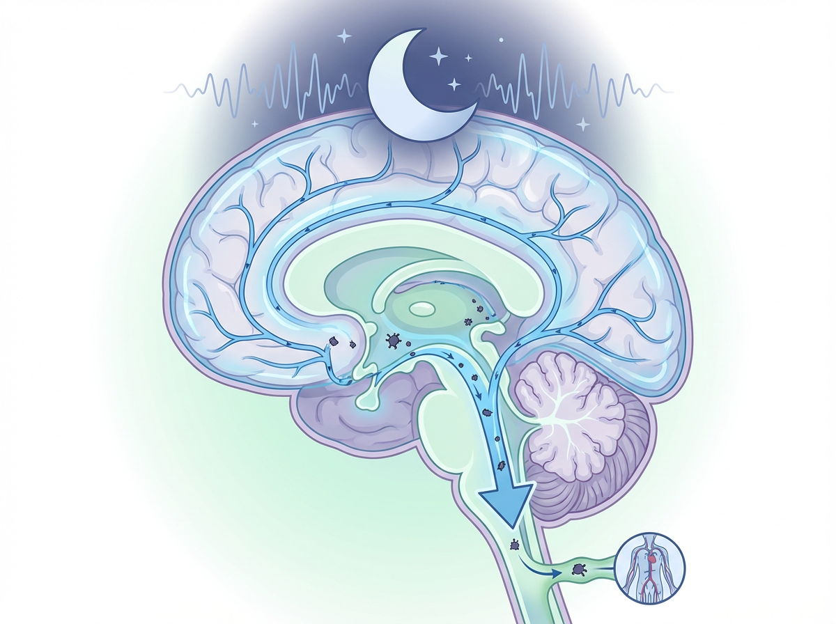Sistema glinfático do cérebro limpando toxinas durante o sono