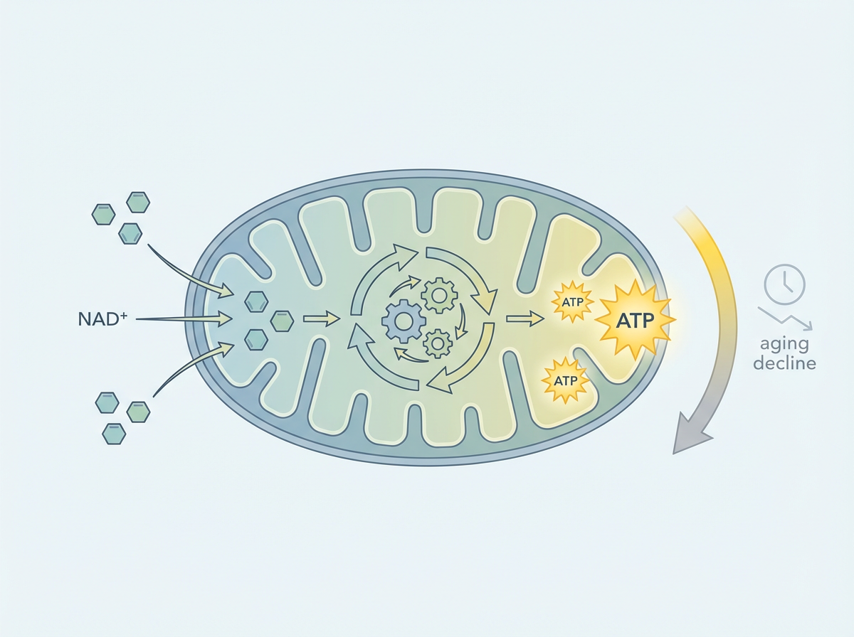 Diagrama do ciclo de NAD+ na mitocôndria gerando ATP